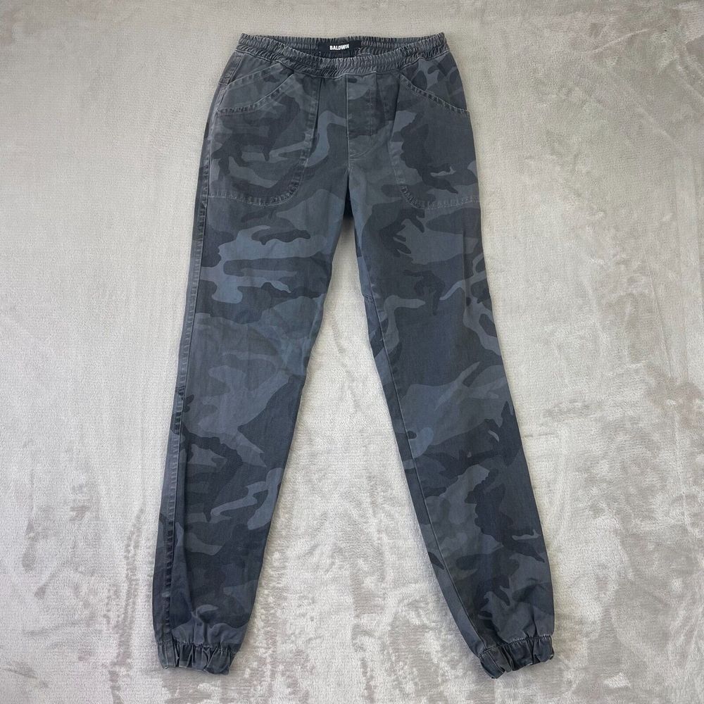 BALDWIN Joggers Men 28x31 Black Gray Frog‎ Skin Camo Designer Elastic Waist